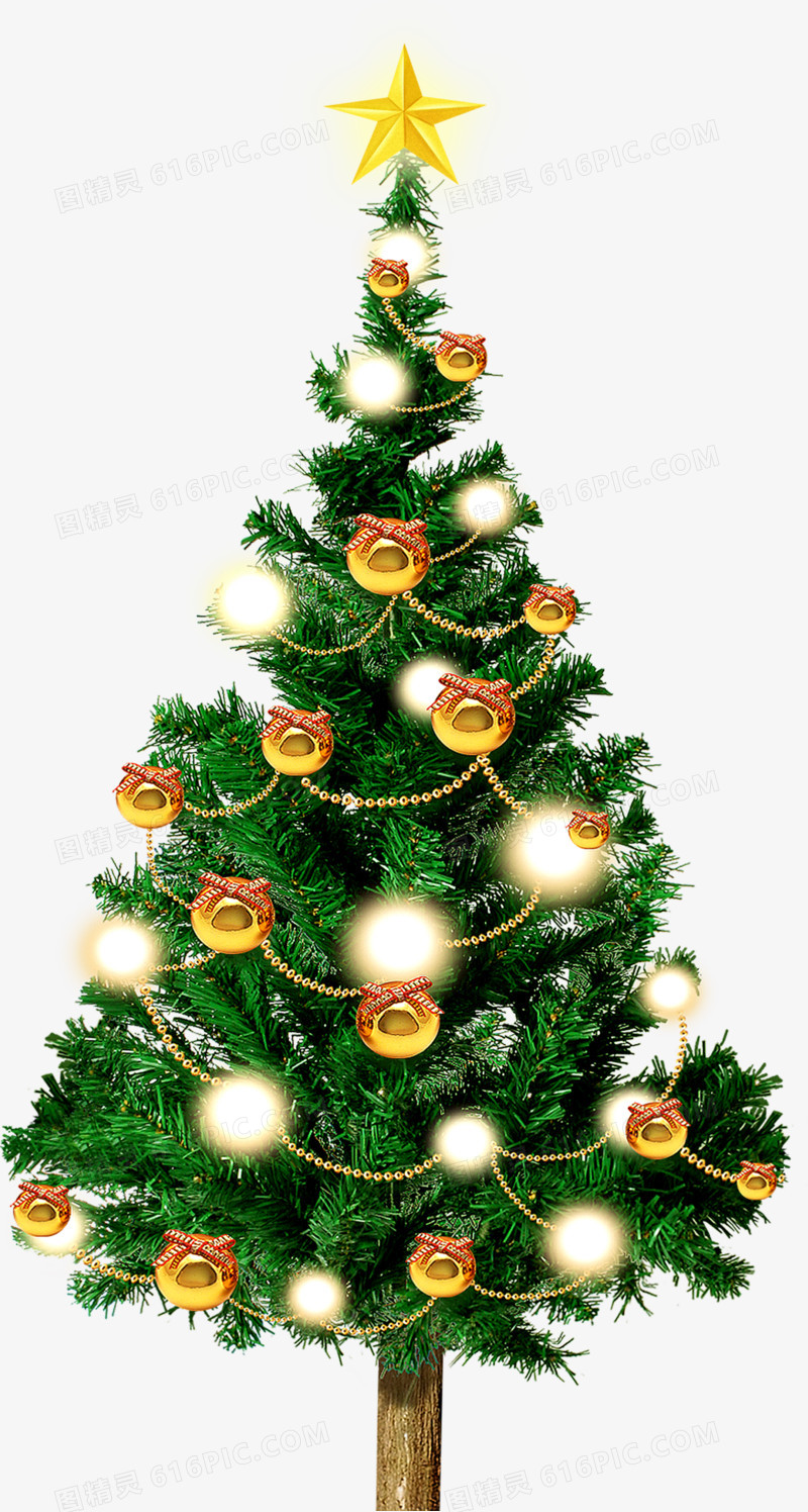 手绘黄色星星圣诞树