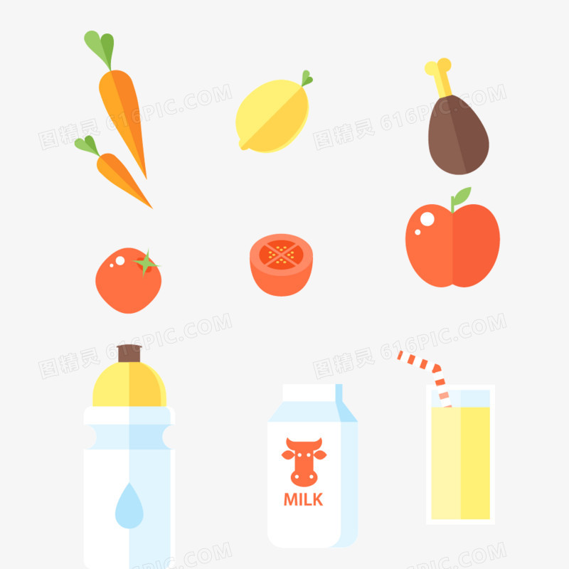 蔬菜牛奶食材图形