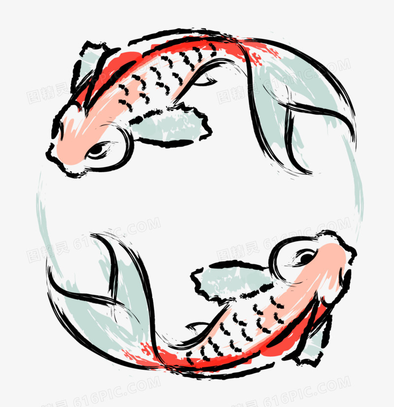 手绘日本鱼背景