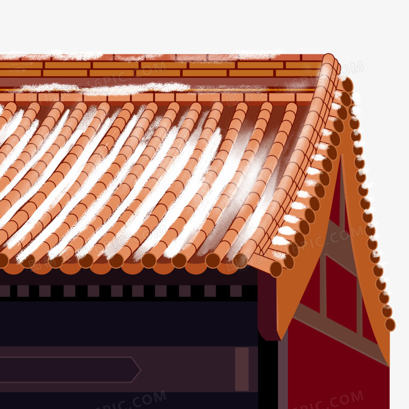 手绘落霜的屋檐房檐免抠元素