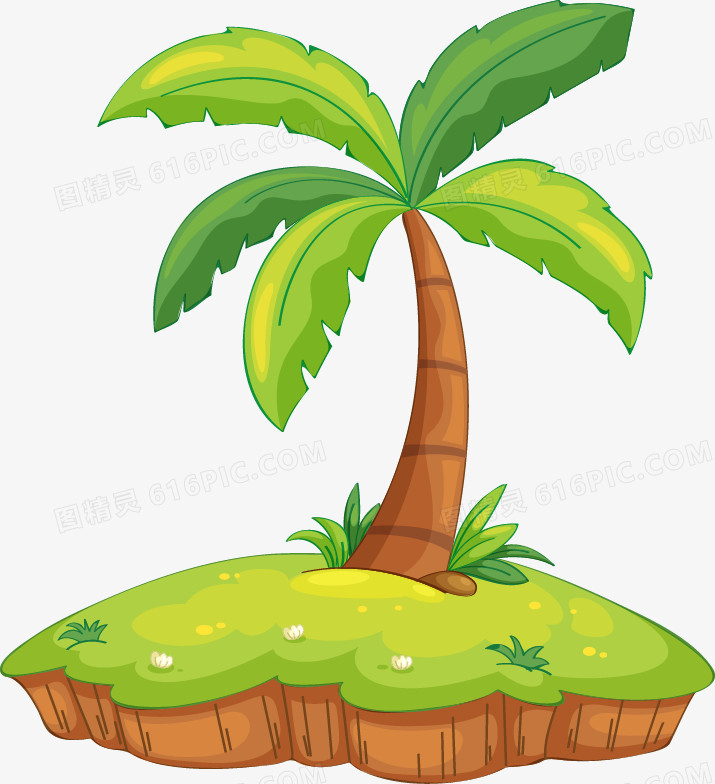 卡通创意椰树小岛