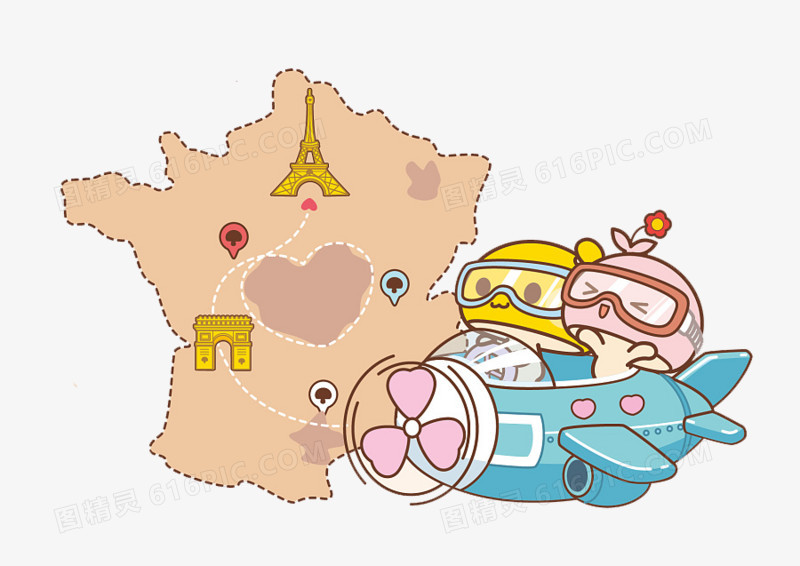 卡通法国地图旅行
