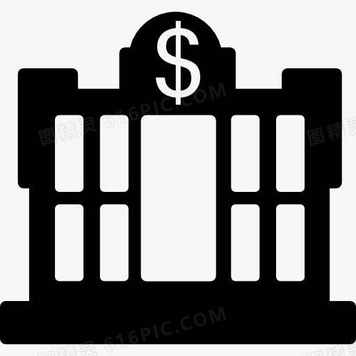 美元的中央银行大楼图标