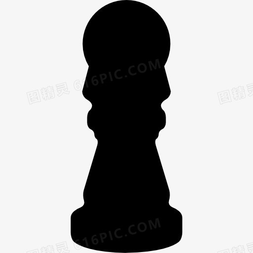 国际象棋棋子的黑色形状的侧视图图标