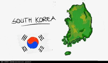 手绘韩国地图