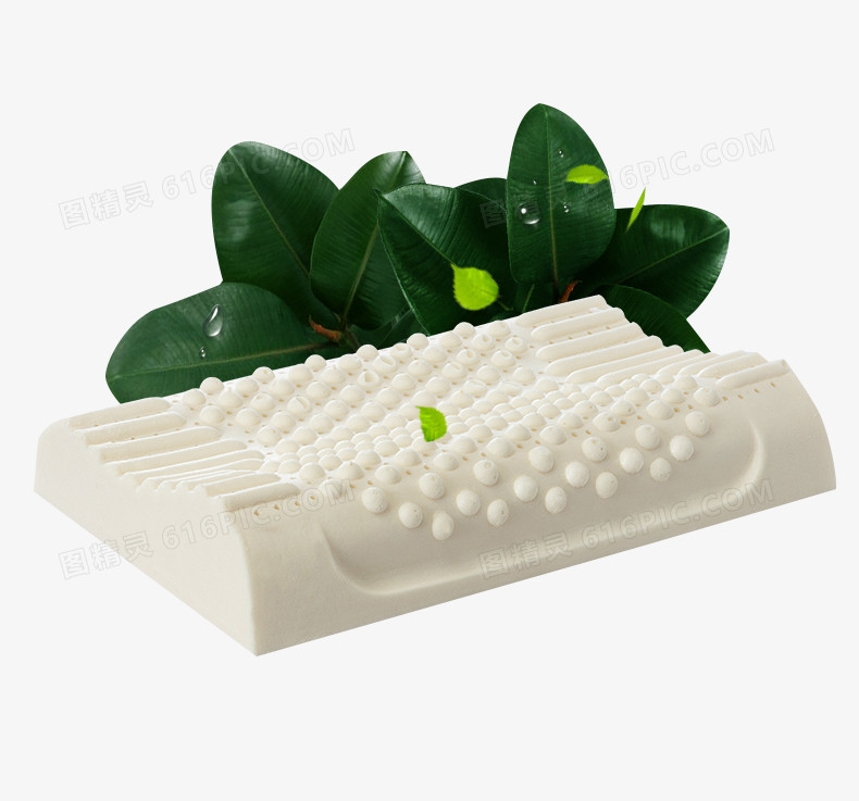 橡树树叶乳胶枕头免抠素材
