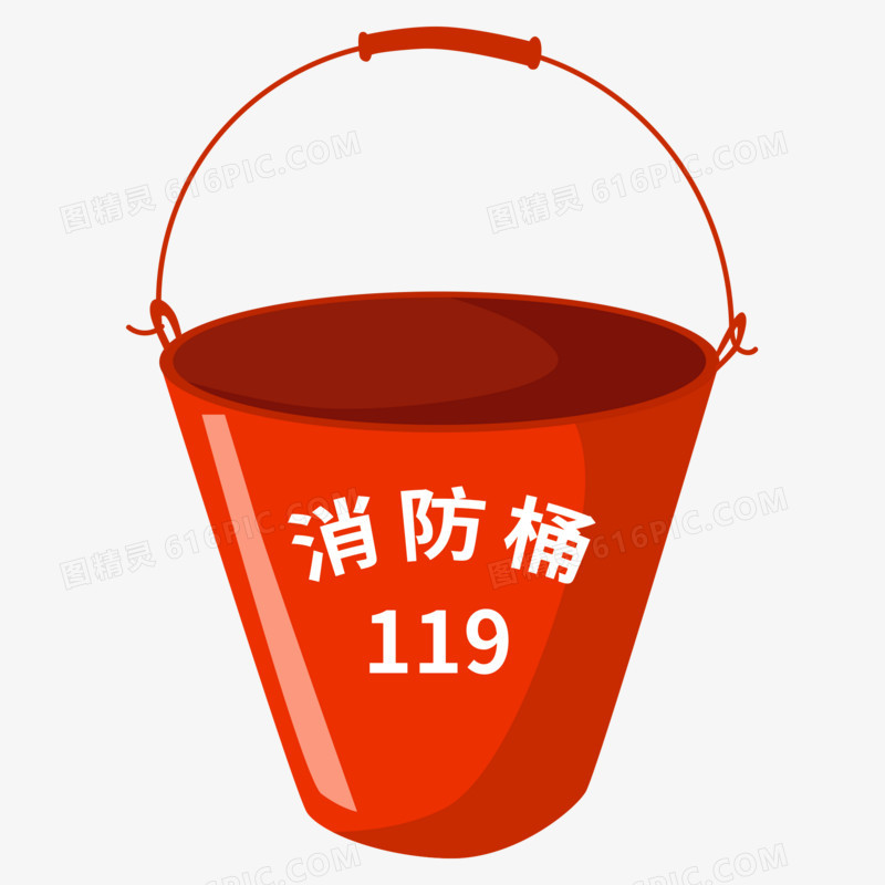 手绘卡通消防用品消防桶素材