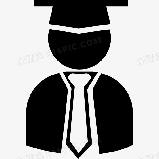 研究生毕业学生帽、长袍和领带图标
