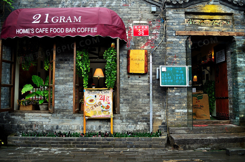红色蓬子咖啡厅欧式海报背景