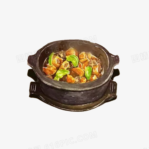 黄焖鸡米饭手绘画素材图片