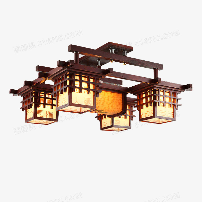 中式古典实木吸顶灯