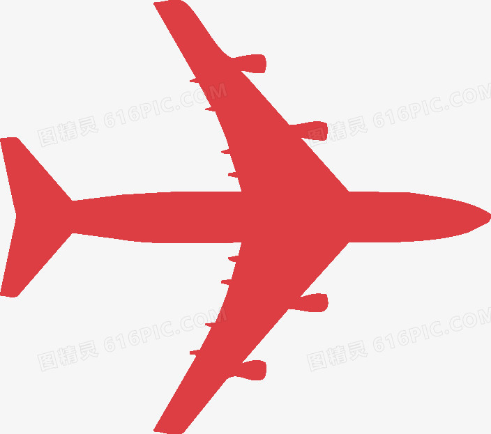 红色手绘卡通飞机