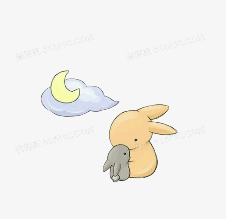 月亮下的两个兔子