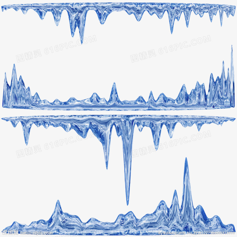手绘蓝色卡通冰柱