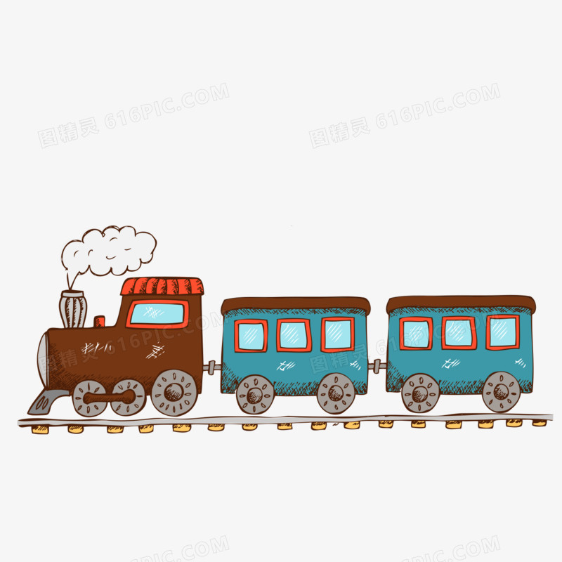 卡通手绘老式火车