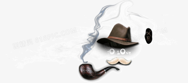 时尚创意可爱简笔画戴帽子绅士抽烟
