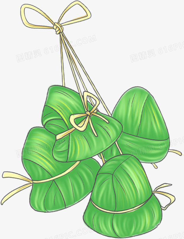 绿色手绘粽子端午节