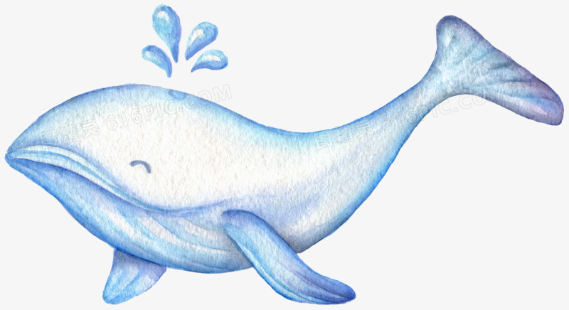 童话水墨手绘鲸鱼