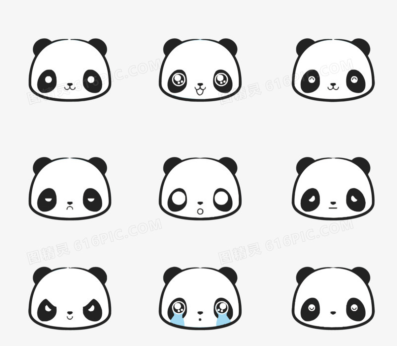 矢量熊猫表情