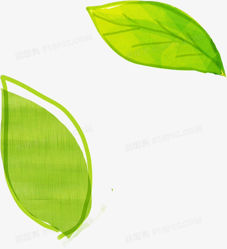 创意合成手绘绿色的树叶效果