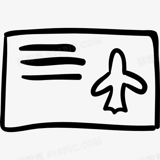 飞机票的手绘纸图标