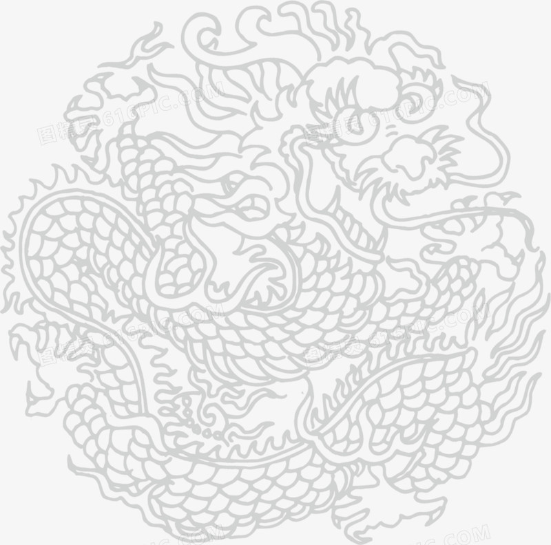 白色龙纹圆形中秋