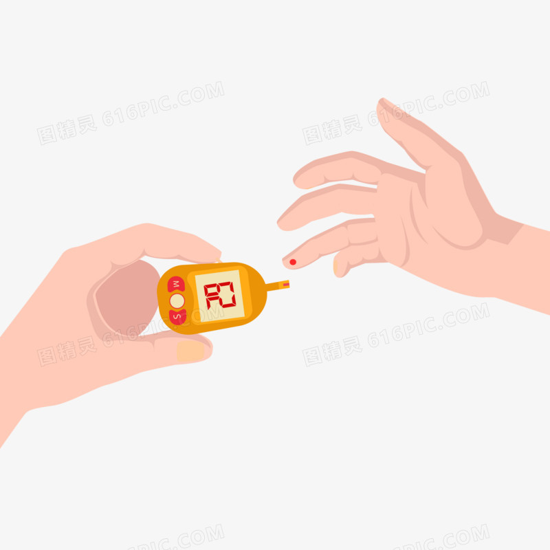 手绘卡通测血糖素材