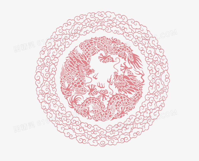 龙形红色花纹