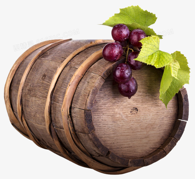 创意合成效果木桶紫色的葡萄