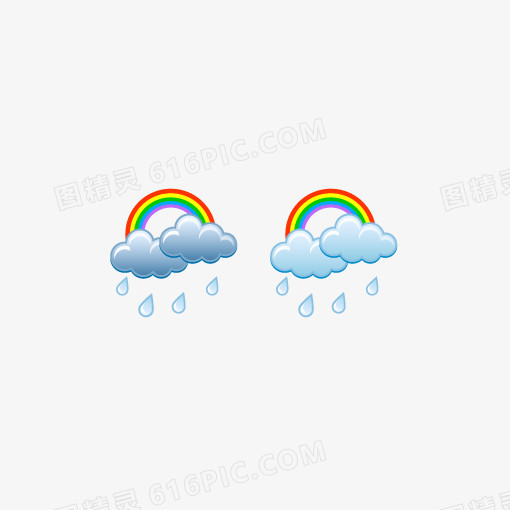天气符号 下雨 彩虹
