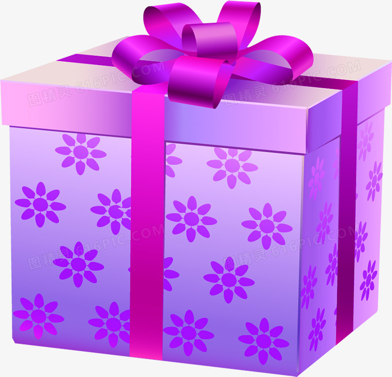 手绘紫色花纹礼盒