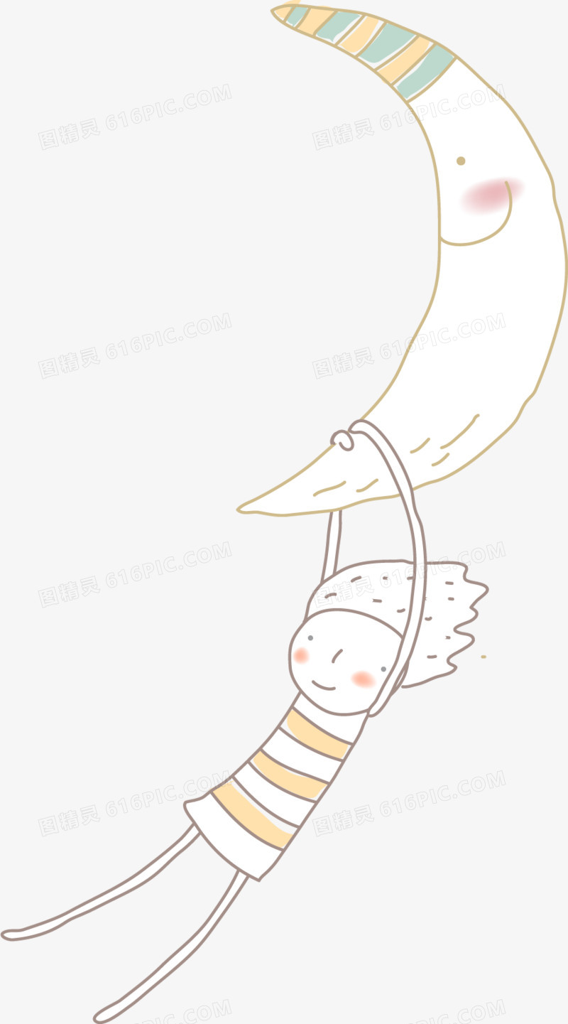 手绘月亮精灵插画