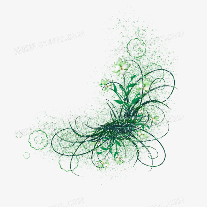 卡通手绘绿色藤蔓植物