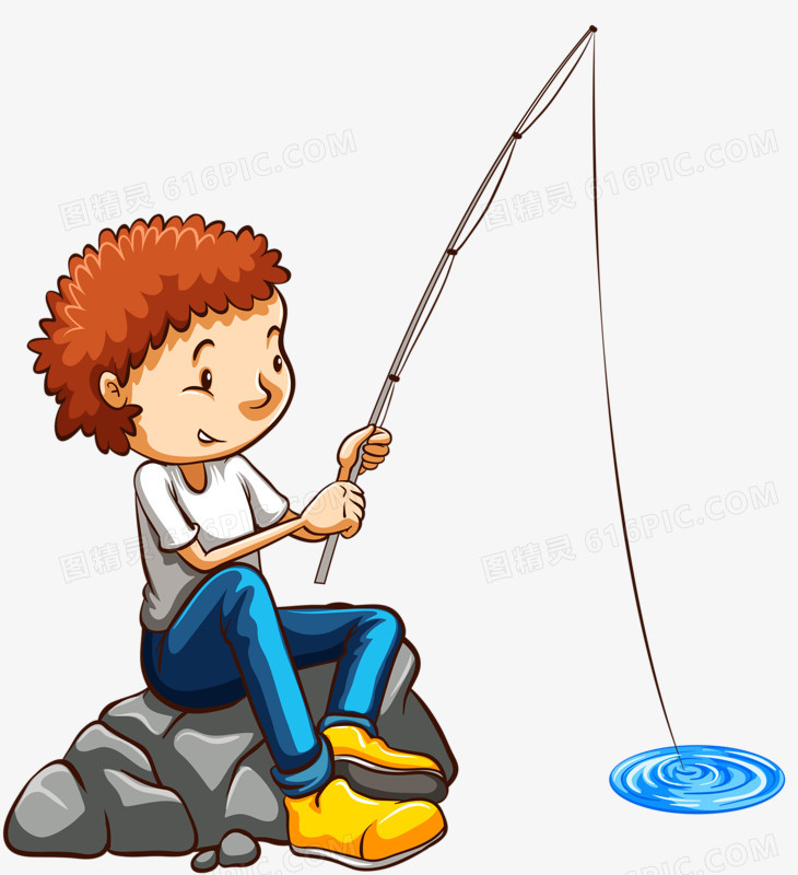 小孩钓鱼