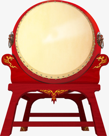 红色复古手绘游戏大鼓