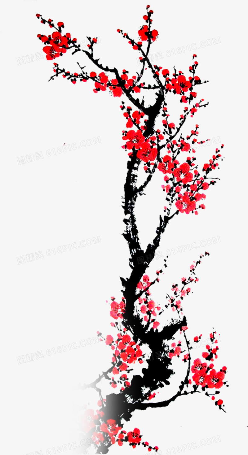 水墨画红梅素材