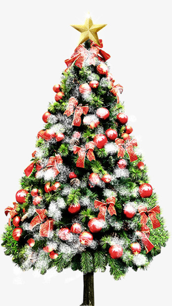 高清手绘合成绿色的圣诞树