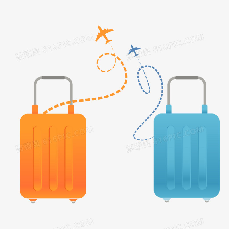 橙蓝色行李箱