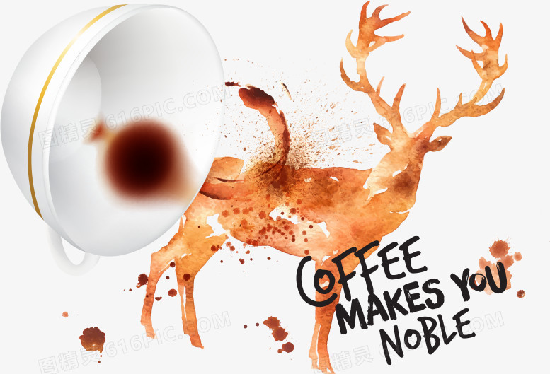 矢量咖啡污渍鹿