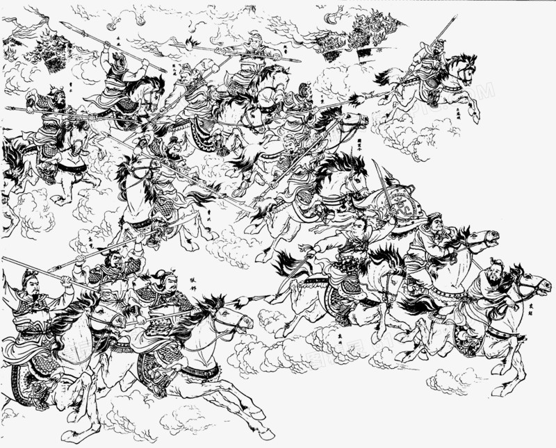 古代战争场面简笔画图片