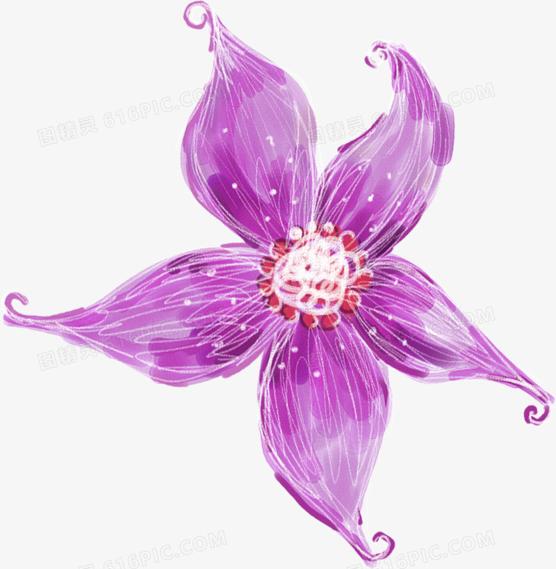 创意合成手绘紫色的花卉造型