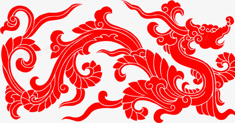 创意手绘红色中国龙纹理