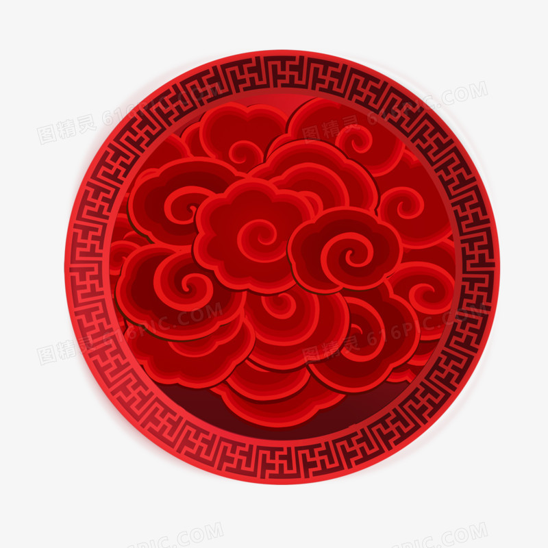 古典中国红云纹素材
