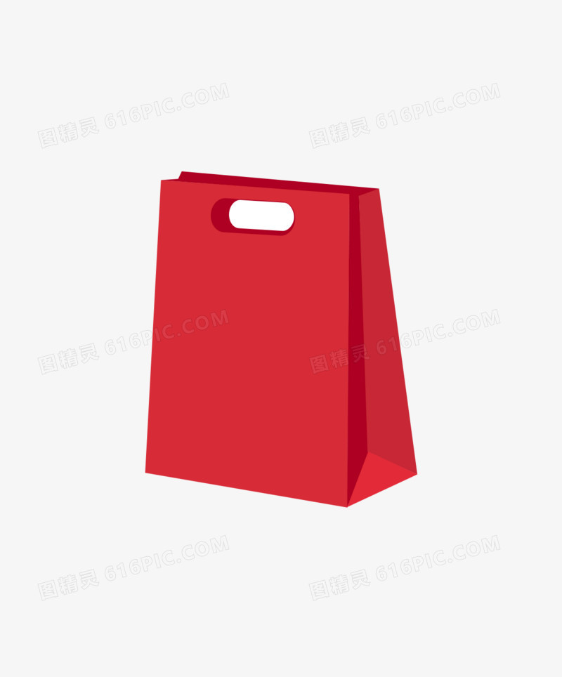 矢量扁平红色纸袋