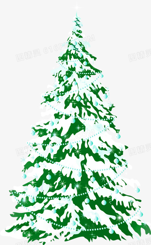 扁平手绘合成绿色的圣诞树造型