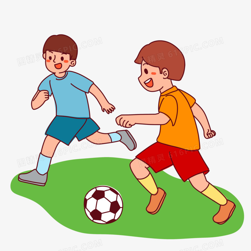 手绘卡通儿童足球比赛素材