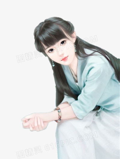 白衣现代女子古风立绘