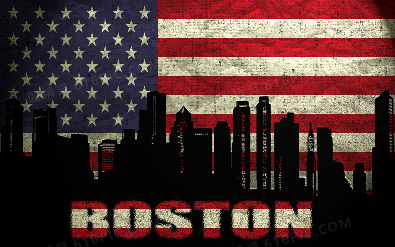美国国旗与波士顿