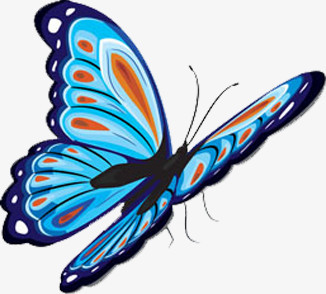 扁平风格手绘飞舞的蓝蝴蝶