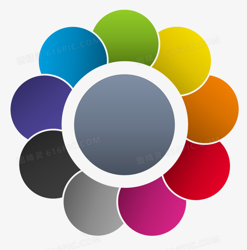 一组彩色调色板样式的并列组合关系幻灯片图表